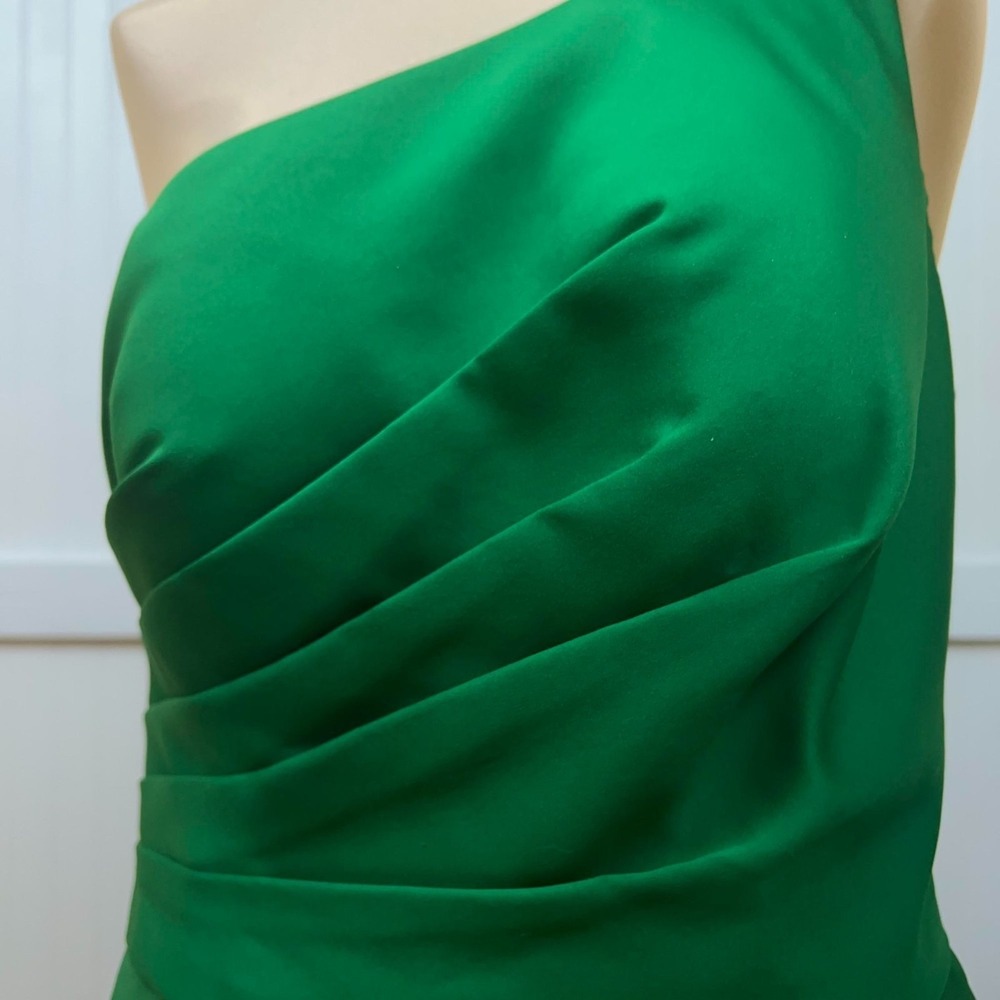 Wtoo Bridesmaid Dress Green One Shoulder Chiffon Flowy A Line Sleeveless Prom 10 - Picture 5 of 7